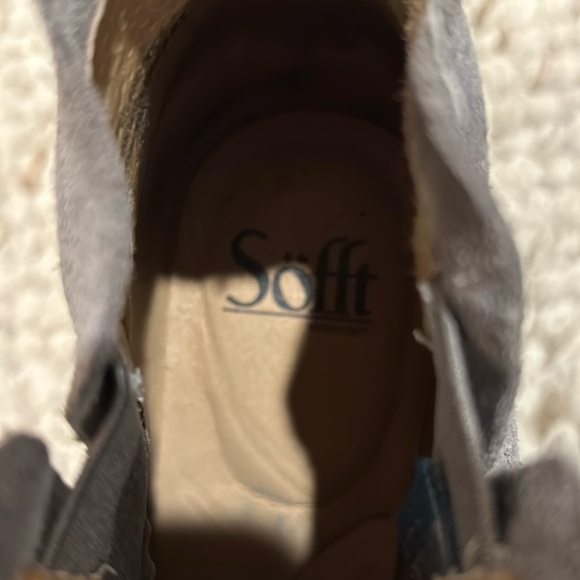 Softt Light Gray Suede Wedge Booties - Picture 6 of 6